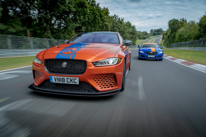 Jaguar XE SV Project 8 2 seat and 4 seat cars on track