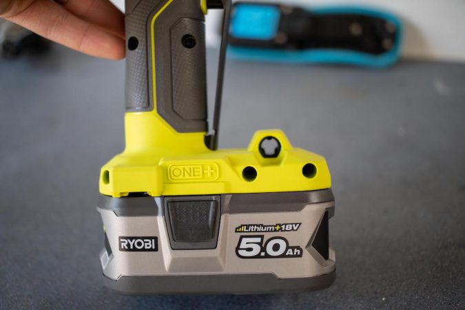 Ryobi Ratchet Wrench with 5.0ah battery attached