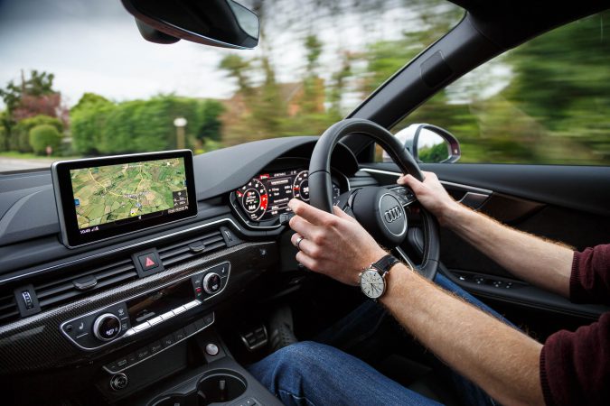 Interior cabin steering wheel infotainment system GPS satnav
