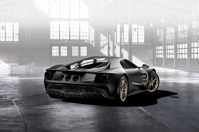 All-new Ford GT '66 Heritage Edition with unique black and silver-stripe livery celebrates 1966 Le Mans-winning GT40 Mark II race car driven by Bruce McLaren and Chris Amon