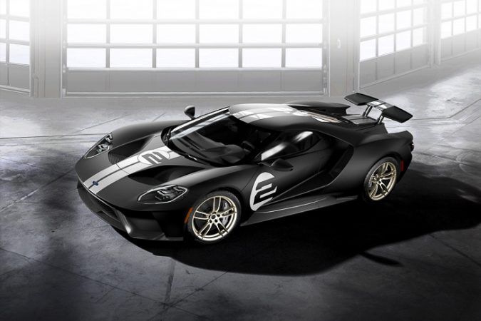 All-new Ford GT '66 Heritage Edition with unique black and silver-stripe livery celebrates 1966 Le Mans-winning GT40 Mark II race car driven by Bruce McLaren and Chris Amon