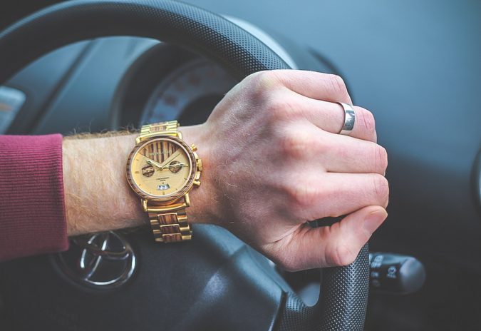 original grain zebrawood gold watch
