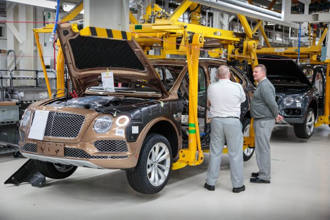 Bentley Motors Factory Production Line Bentayga - Employees Talking