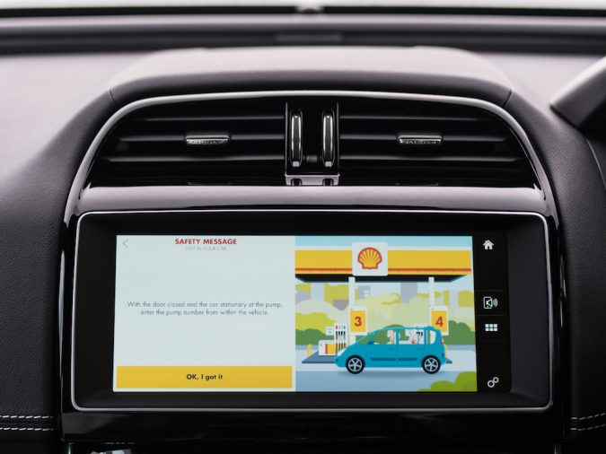 Jaguar and Shell app payment selection screen