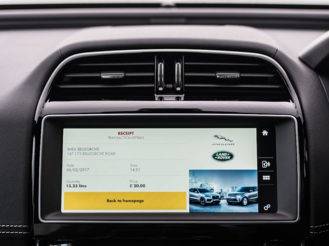 Jaguar and Shell app payment screen