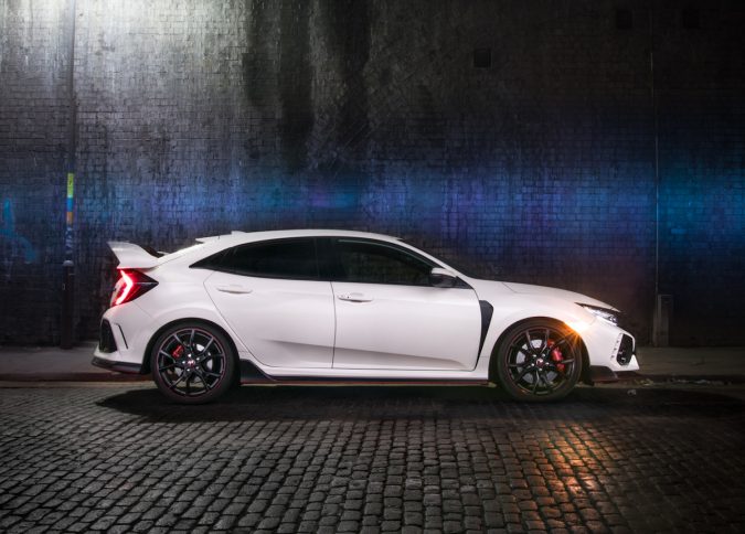 Honda Civic Type R FK8 GT - Light Painting In Championship White side on.