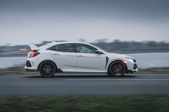 Honda Civic Type R FK8 GT - In Championship White 2018 panning shot.