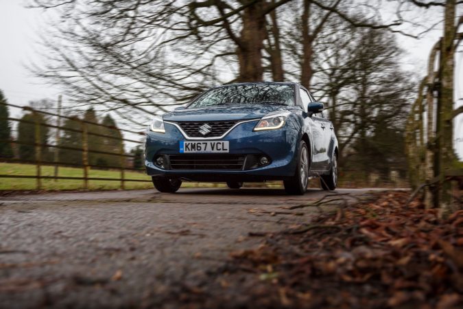 Suzuki Baleno Ray Blue 2018 SZ5 Low Driving Towards Camera