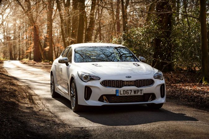 Kia Stinger GT-Line 2018 Front on in white.