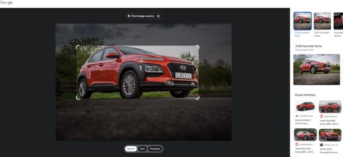 Recognize Vehicles Using Search Image