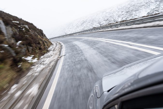 Fast Icey Corner - Snake Pass - VW Golf - Goodyear