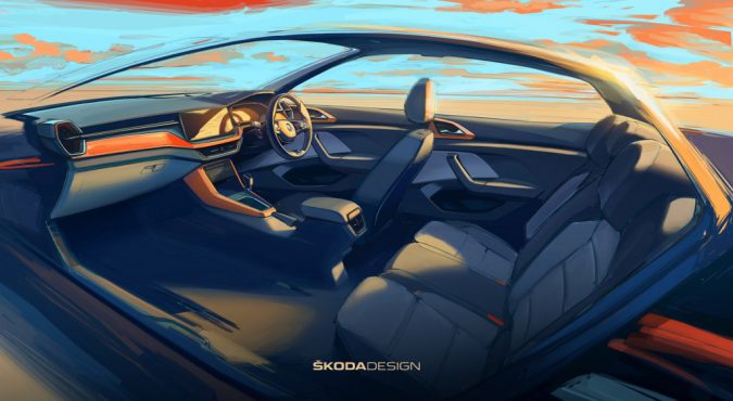 Skoda Kushaq interior sketch preview 