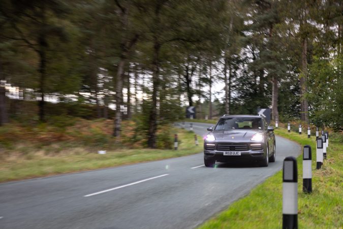 Porsche Cayenne E-Hybrid Driving on country road