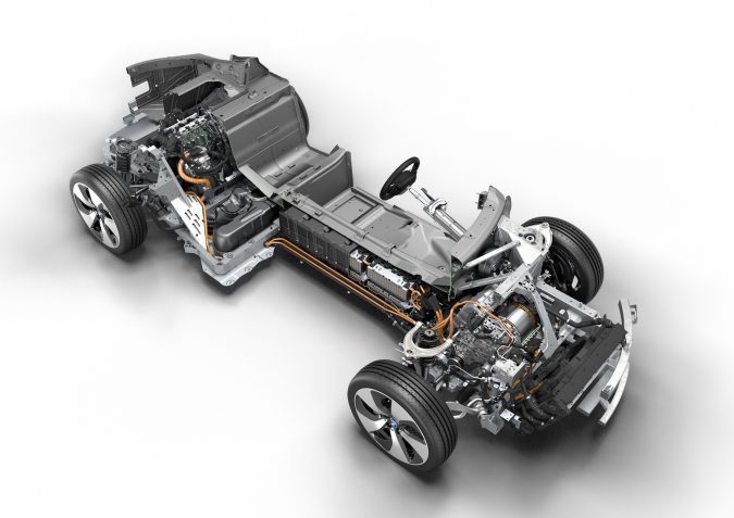 Plug-in hybrid electric powertrain engine motors