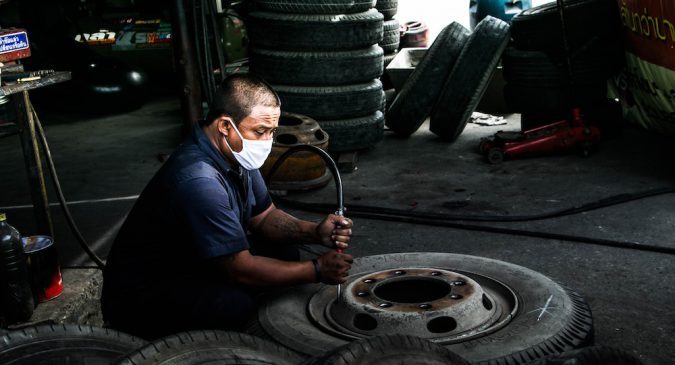 Rubber tyres repair inflate service care