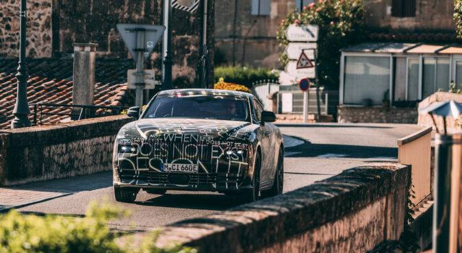 Rolls Royce Spectre front in village